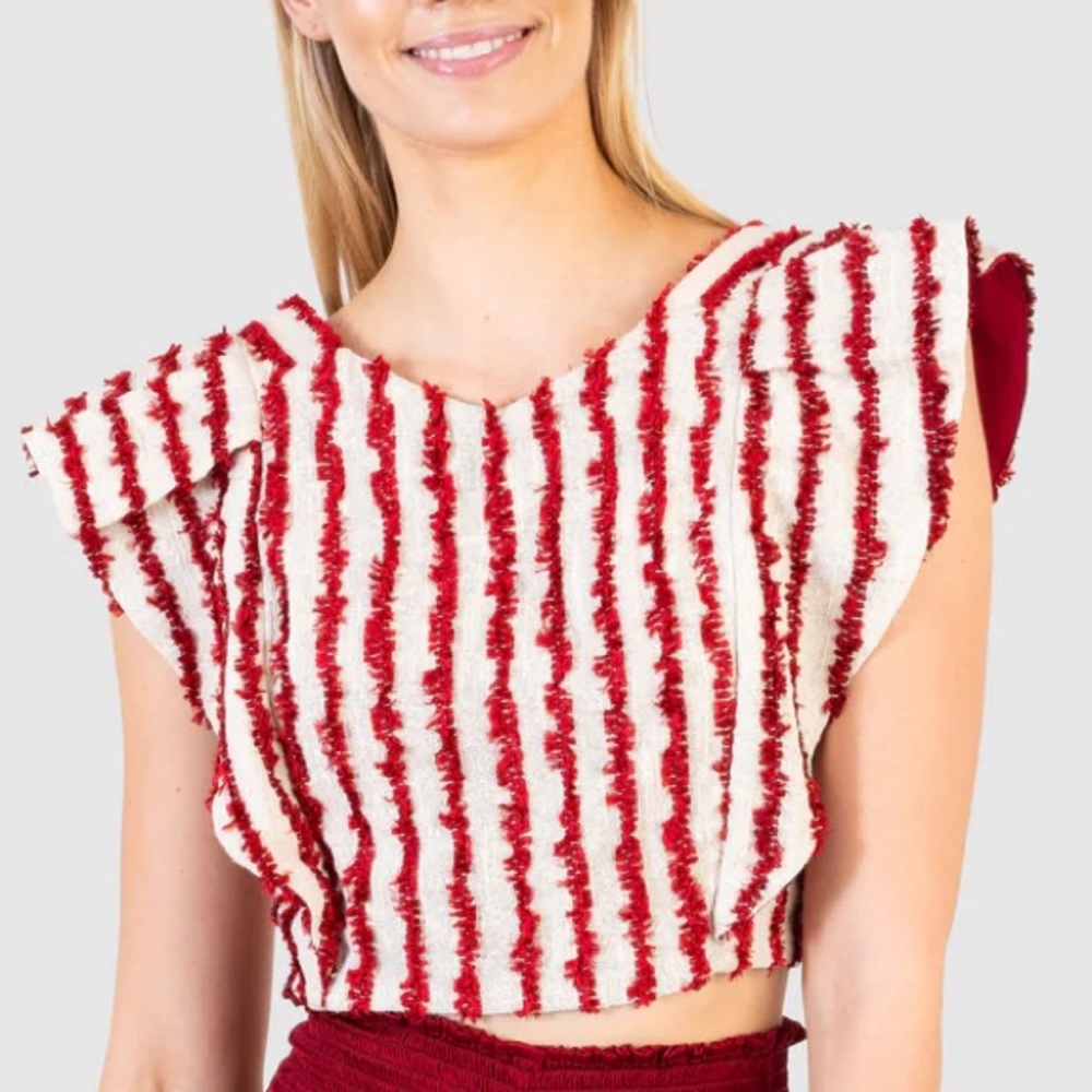 Red and Whitet Striped Koch Top